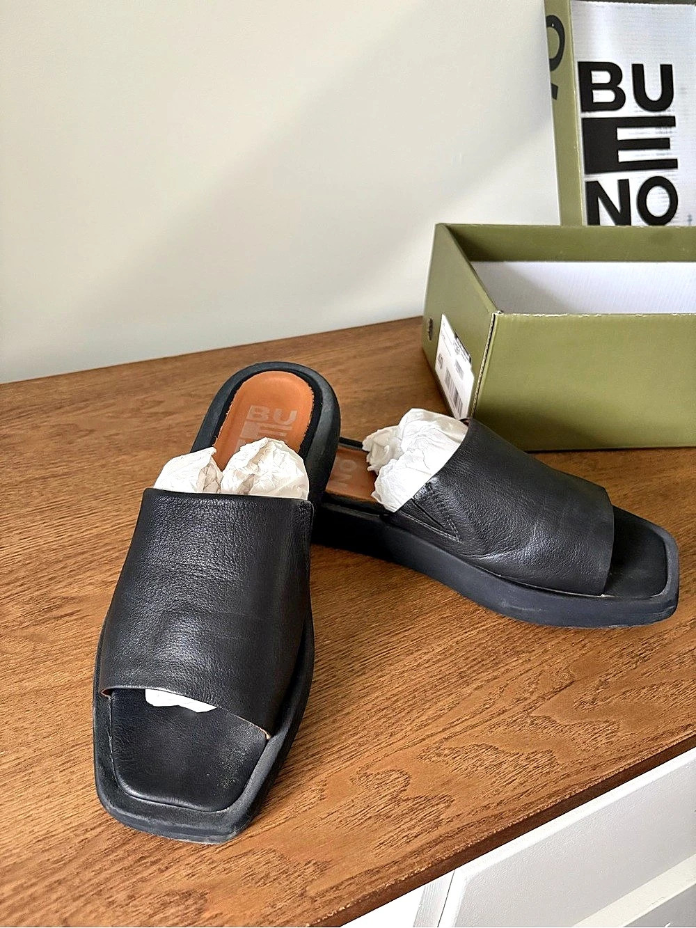 Bueno Gia Black Slide Sandals EU 40